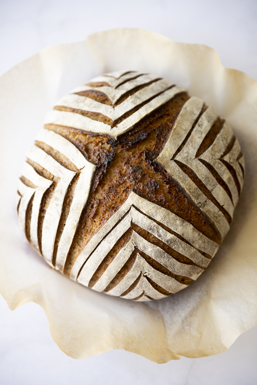 Sourdough Bread With 70% Hydration Baked In Dutch Oven